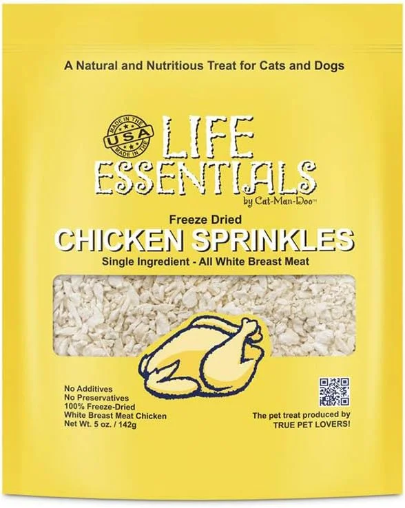 پودر مرغ خشک شده طبیعی Cat-Man-Doo Life Essentials مناسب سگ و گربه - بدون مواد افزودنی، نگهدارنده یا پرکننده - بدون غلات، تشویقی خوشمزه - ساخت آمریکا (بسته 5 اونسی)