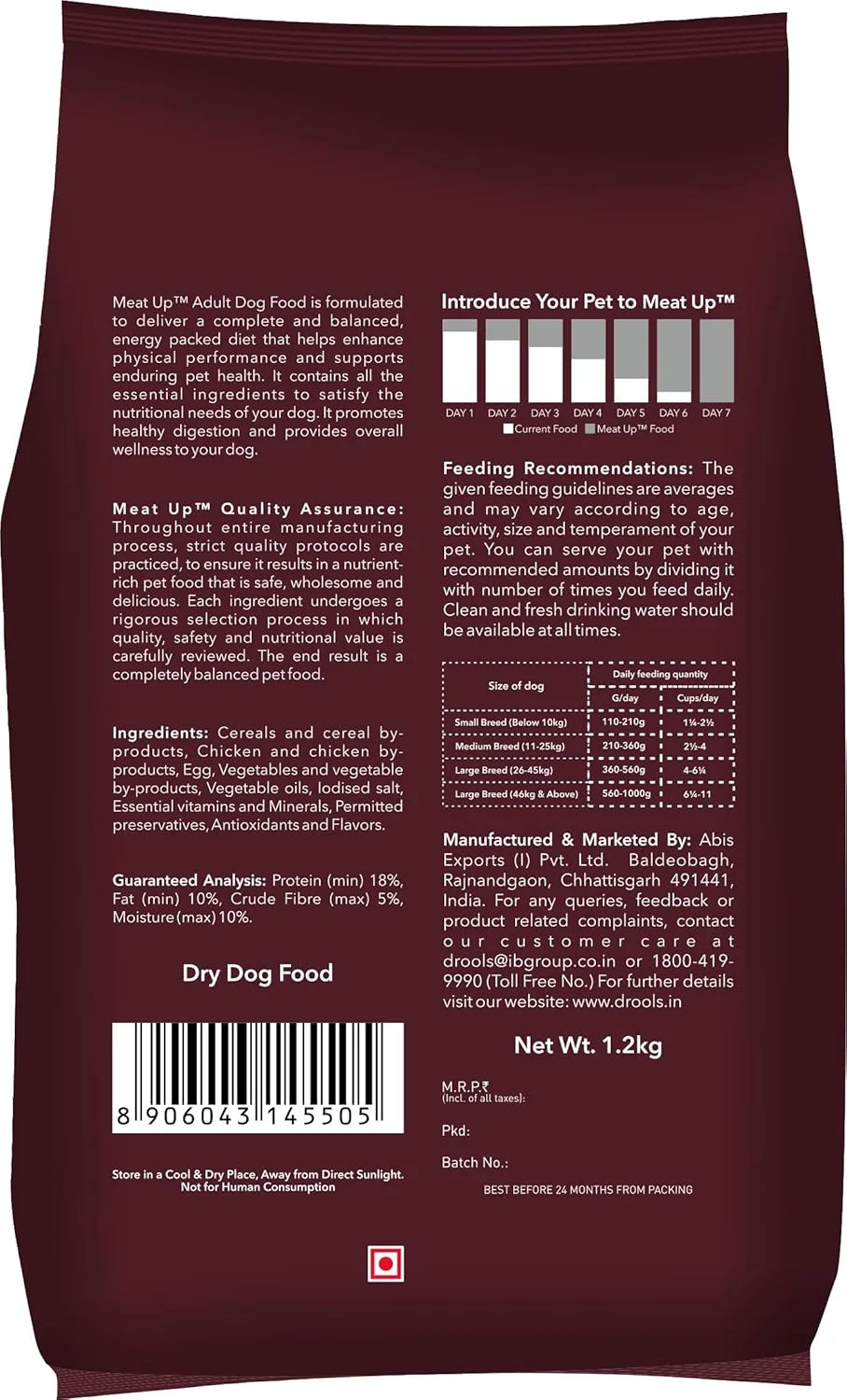 غذای خشک سگ Meat Up، مرغ واقعی، 2.4 کیلوگرم (2 بسته 1.2 کیلوگرمی) | پروتئین و فیبر بالا، امگا 3 و 6 برای پوست و موی سالم، استخوان های قوی و سلامت مفاصل، تقویت سیستم ایمنی
