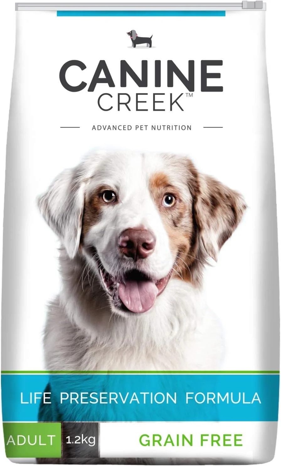 غذای خشک سگ بالغ Canine Creek Premium، مرغ واقعی، 1.2 کیلوگرم | 100% بدون غلات، غنی از پروتئین با 7 آنتی اکسیدان برای ایمنی، هضم آسان، پوست و پوشش سالم و مدیریت وزن