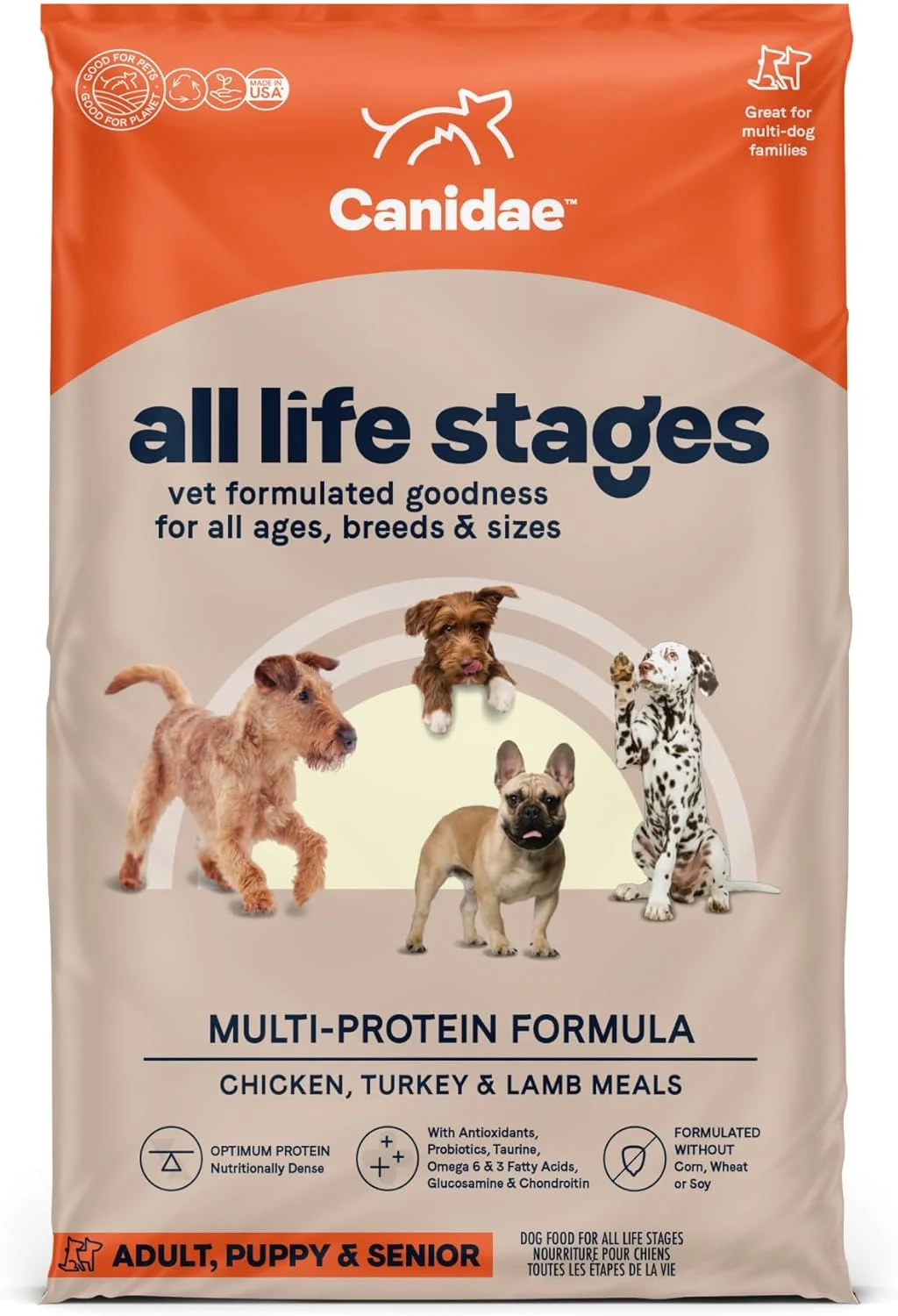 غذای خشک سگ Canidae برای تمام مراحل زندگی، با طعم مرغ، بوقلمون، گوشت بره و ماهی، 13.6 کیلوگرم