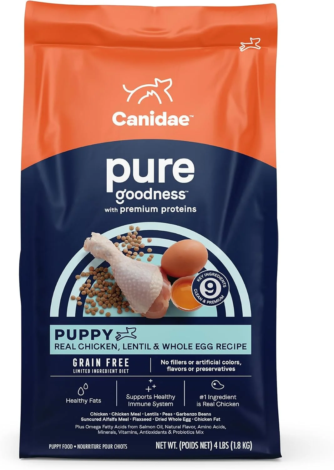 غذای خشک سگ نژاد کوچک Canidae PURE با مرغ، عدس و تخم مرغ کامل، وزن 1.8 کیلوگرم، بدون غلات