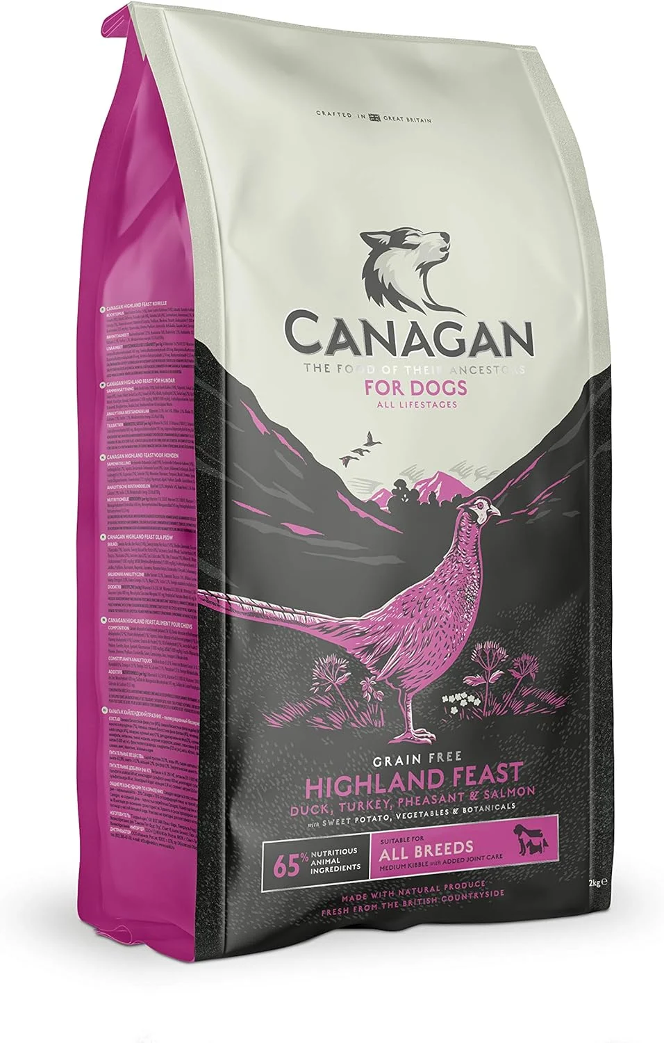 غذای خشک سگ Canagan Highland Feast با طعم اردک، بوقلمون، قرقاول و ماهی سالمون ۱۲ کیلوگرمی