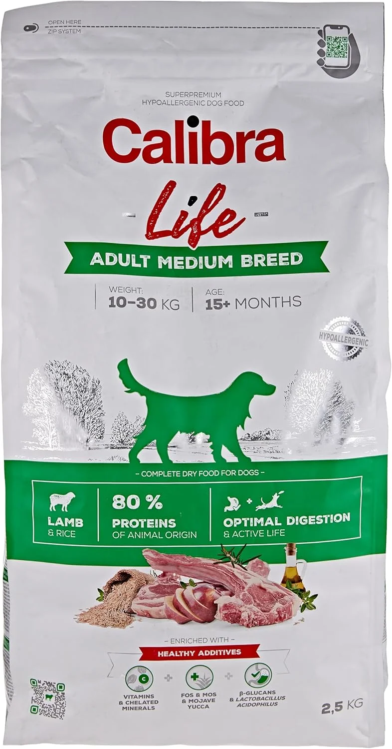 غذای خشک سگ بالغ نژاد متوسط Calibra Life با طعم بره 2.5 کیلوگرمی