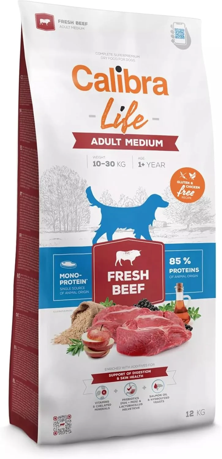 غذای خشک سگ بالغ نژاد متوسط کالیبرا با طعم گوشت گاو تازه 12 کیلوگرمی