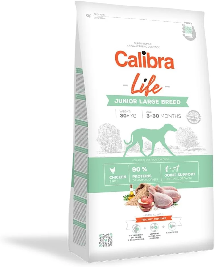 غذای خشک سگ نژاد بزرگ جونیور با طعم مرغ کالیبرا لایف 2.5 کیلوگرمی