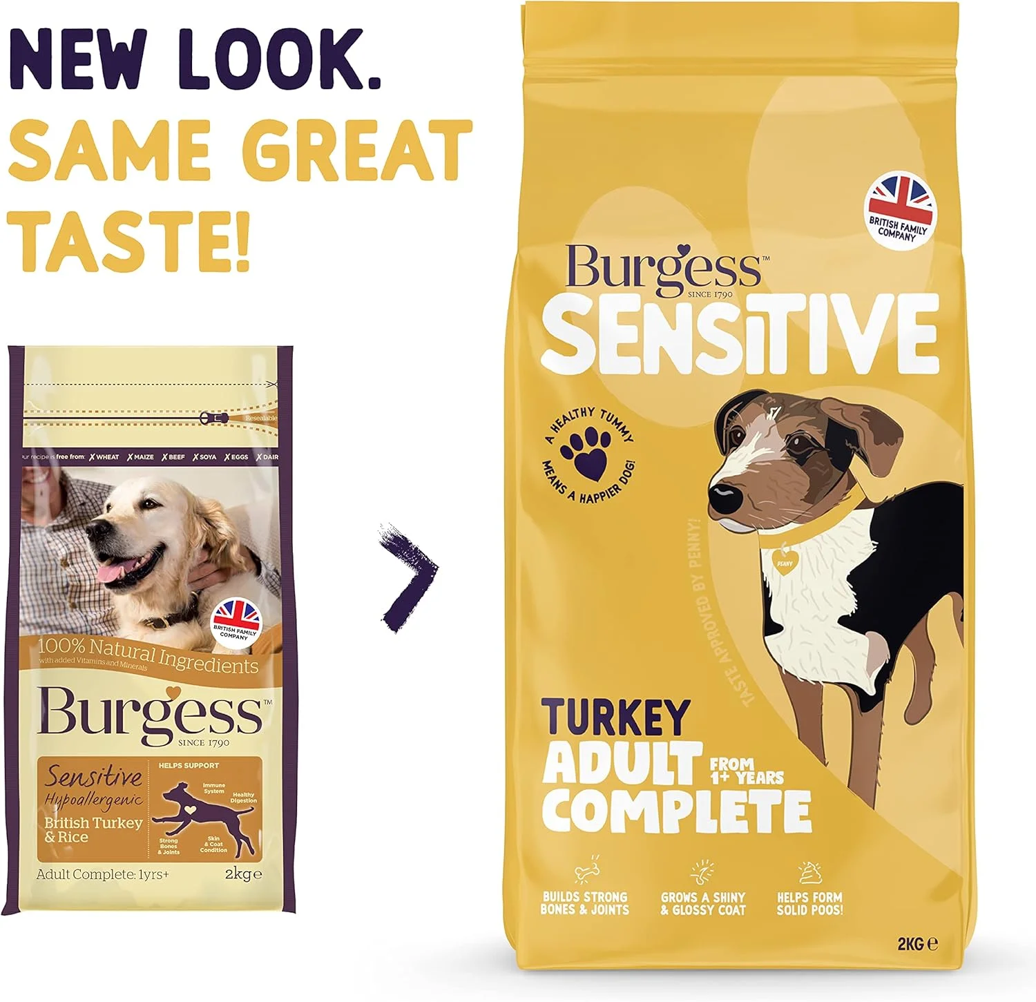 غذای خشک سگ بالغ بوقلمون Burgess Sensitive - 2 کیلوگرم