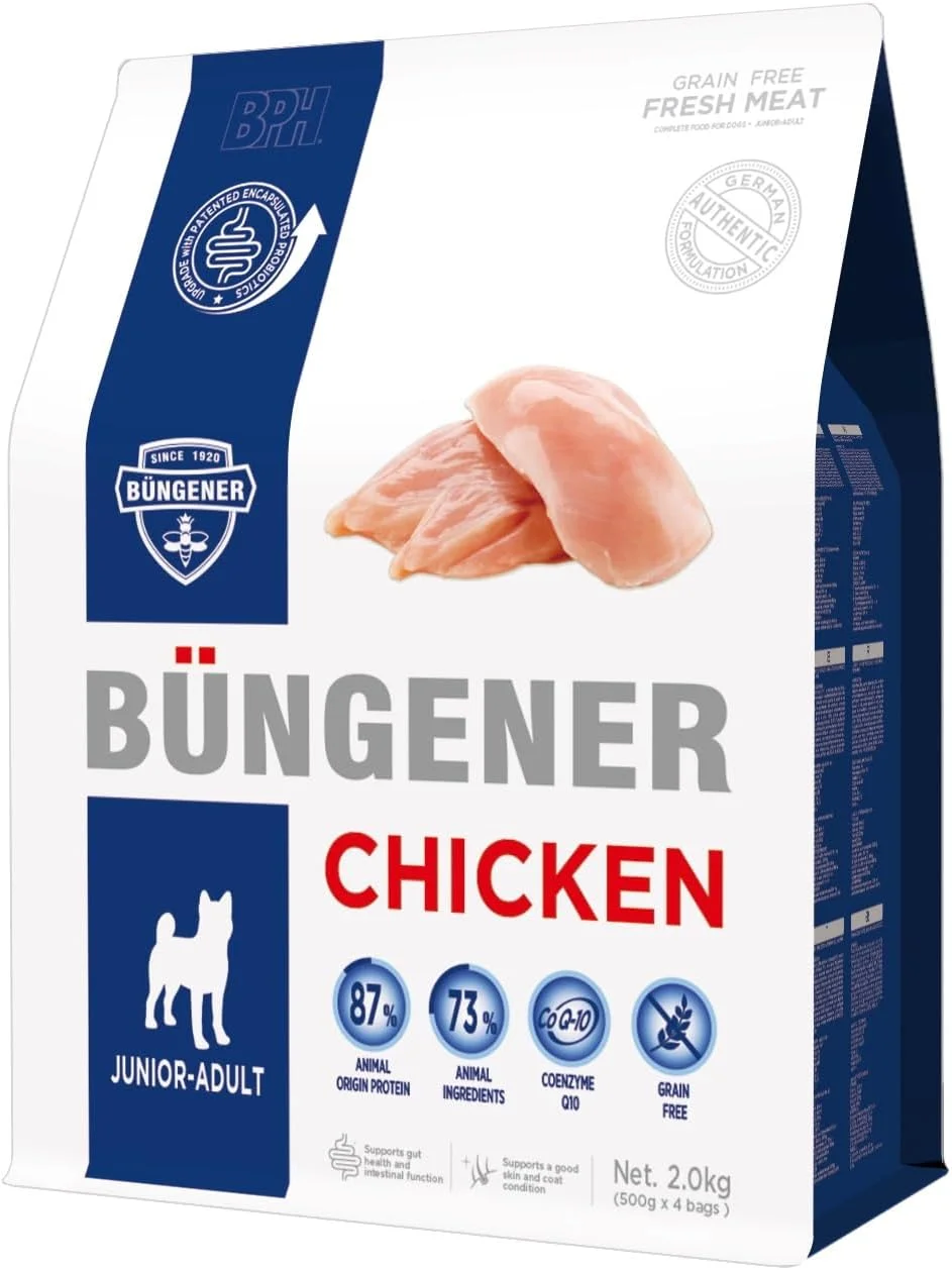 غذای خشک سگ بالغ و توله بانجر گوشت تازه طعم مرغ 2 کیلوگرم بدون غلات