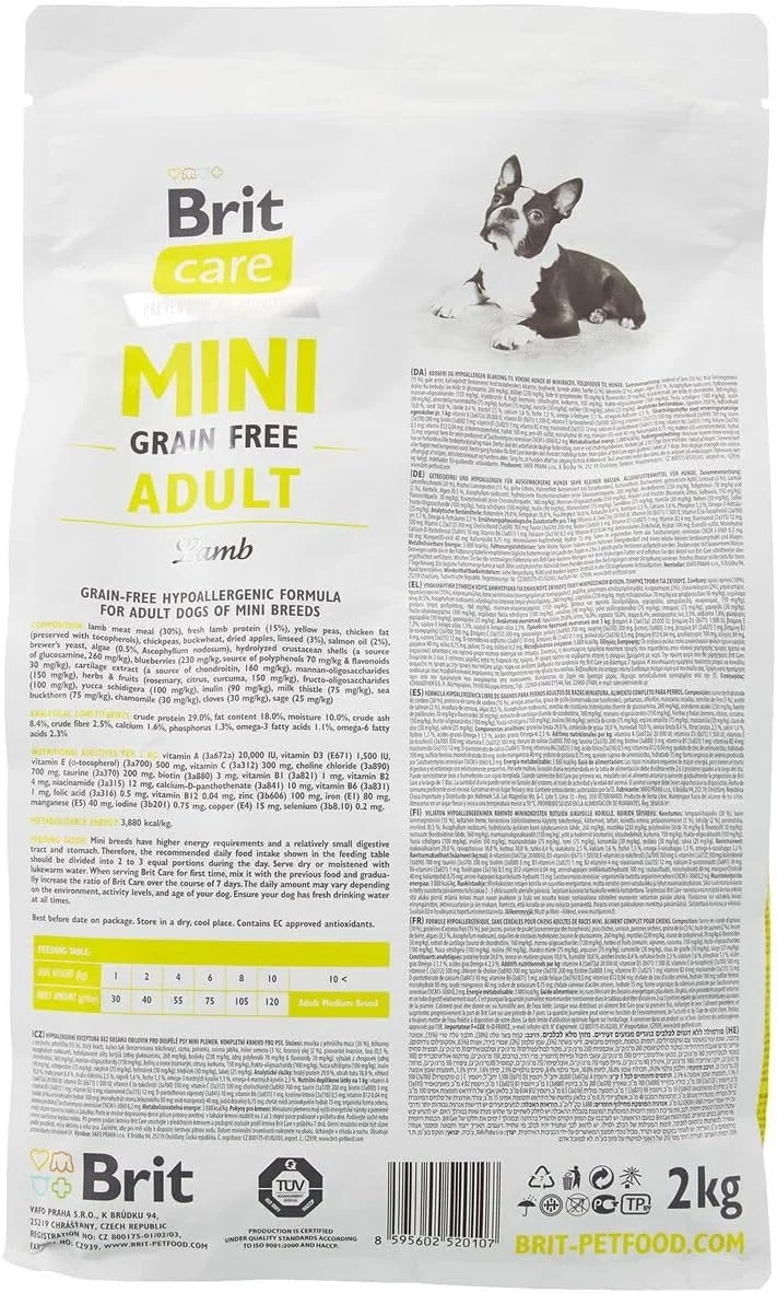 غذای خشک سگ بالغ نژاد کوچک Brit Care Mini بدون غلات با طعم بره 2 کیلوگرمی