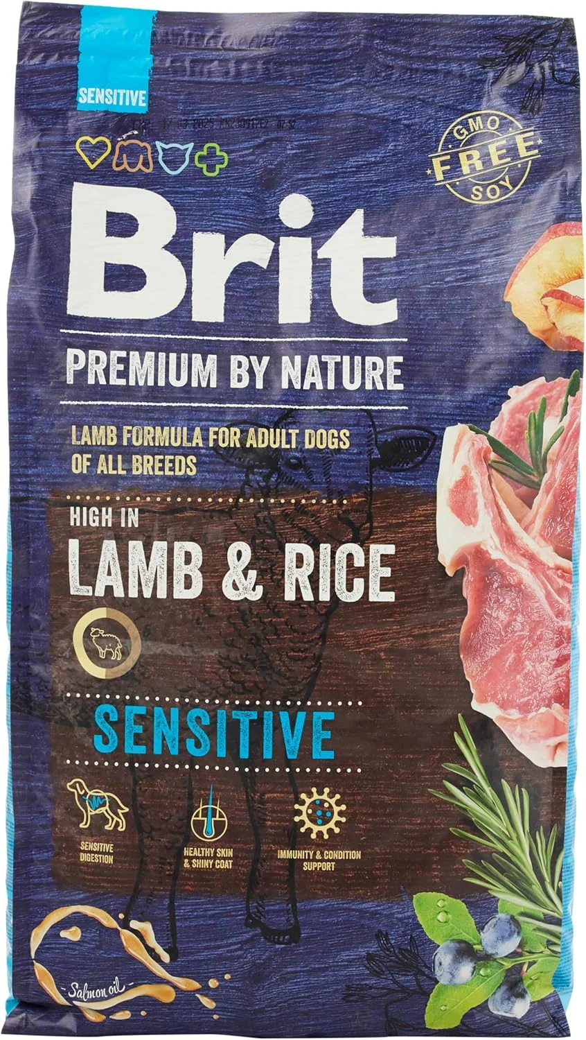 غذای سگ بالغ نژاد حساس Brit Care Premium by Nature با طعم بره و برنج، 8 کیلوگرم