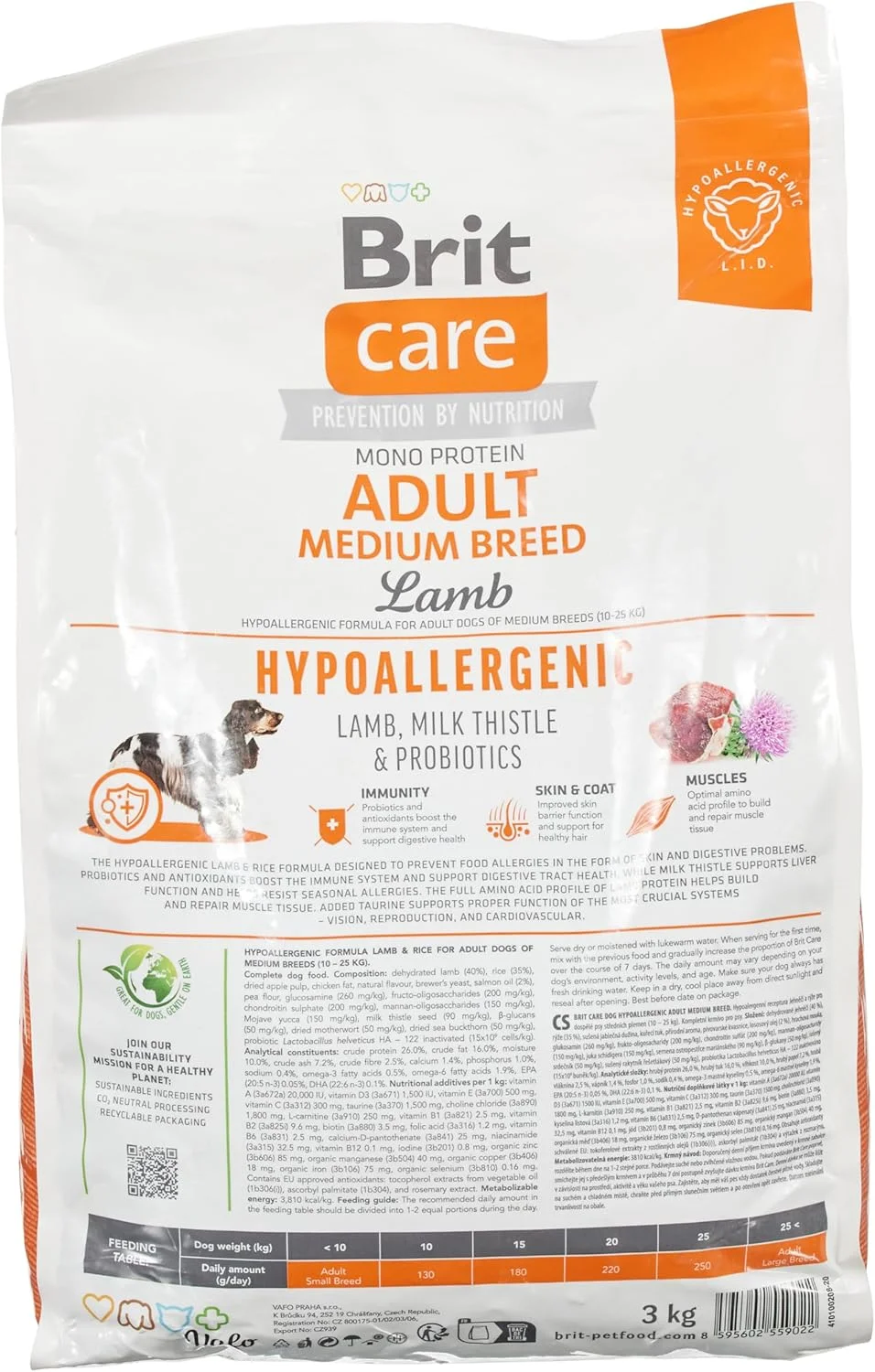 غذای خشک سگ بالغ نژاد متوسط با طعم بره بریت کر - 3 کیلوگرم