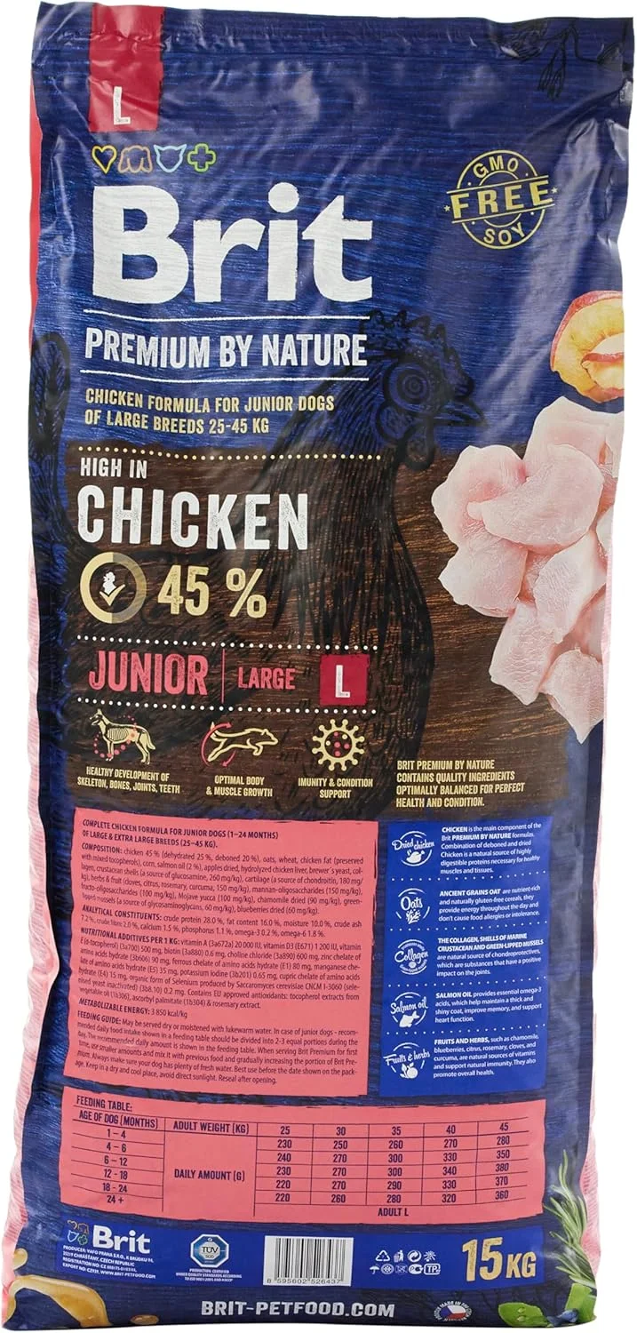 غذای خشک سگ نژاد بزرگ بریت کر پرمیوم جونیور با طعم مرغ 15 کیلوگرمی