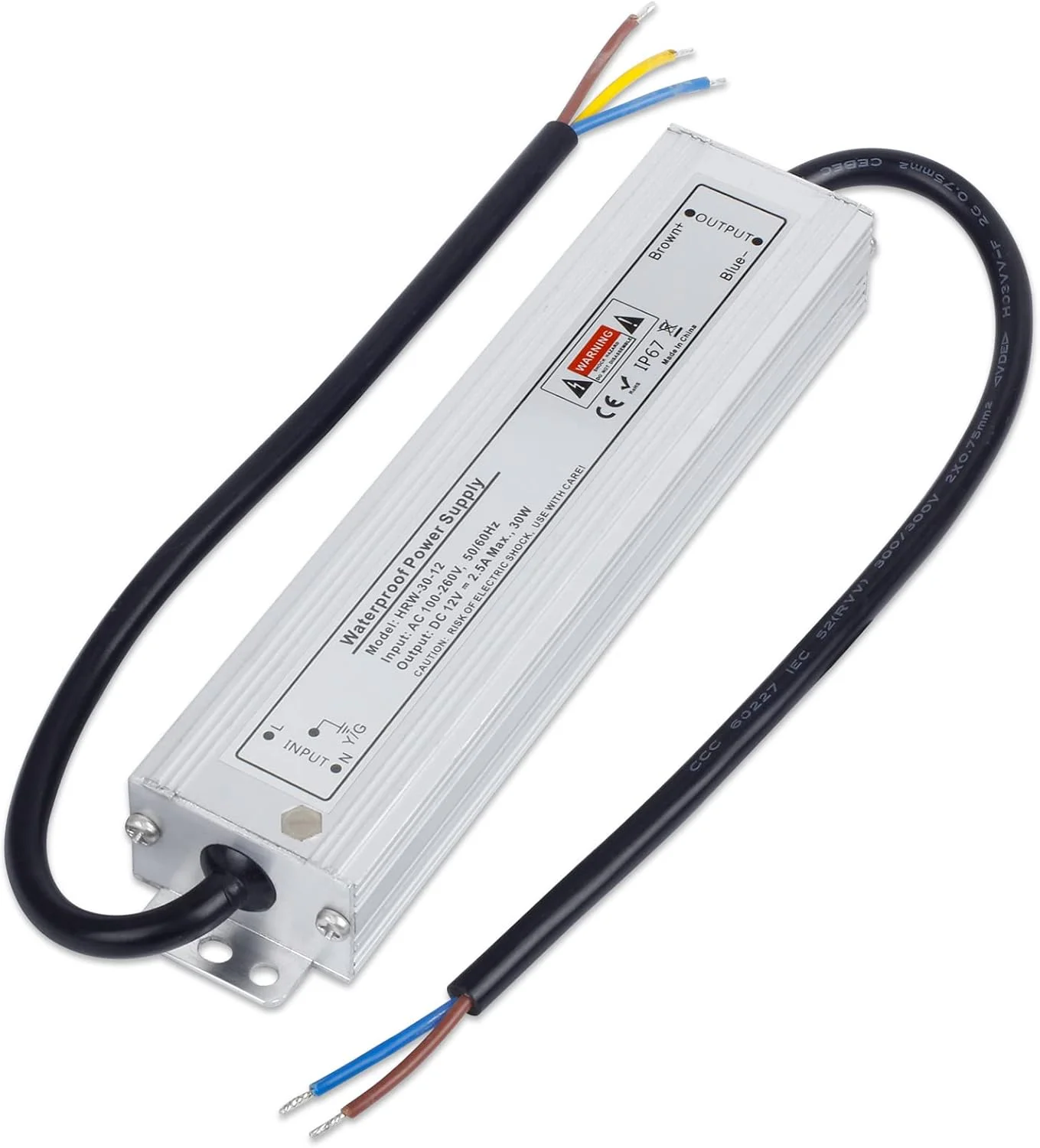 دراور LED بیرونی VARICART، 12 ولت 30 وات 2.5 آمپر، ترانسفورماتور روشنایی ضد آب IP67، آداپتور PSU ولتاژ ثابت 240 به 12 ولت DC، منبع تغذیه ولتاژ پایین برای نوار LED بیرونی باغ و چراغ های LED داخلی