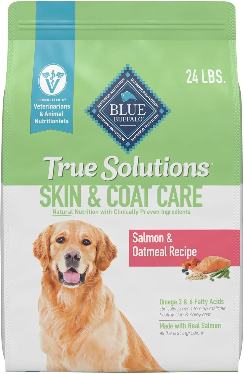 غذای خشک سگ بالغ با طعم سالمون بلو بوفالو True Solutions مراقبت از پوست و مو، 24 پوندی