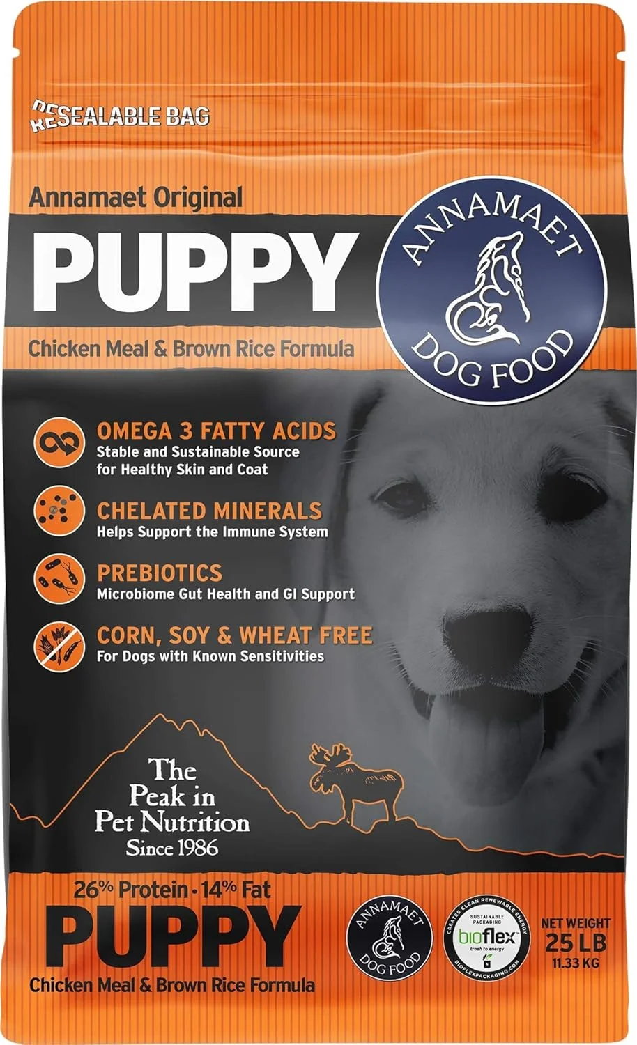 Annamaet Original Puppy Dry Dog Food, (Chicken & Brown Rice), 25-lb Bag