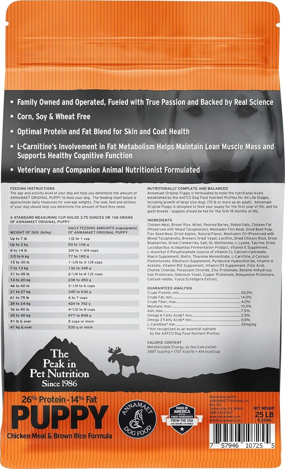 Annamaet Original Puppy Dry Dog Food, (Chicken & Brown Rice), 25-lb Bag