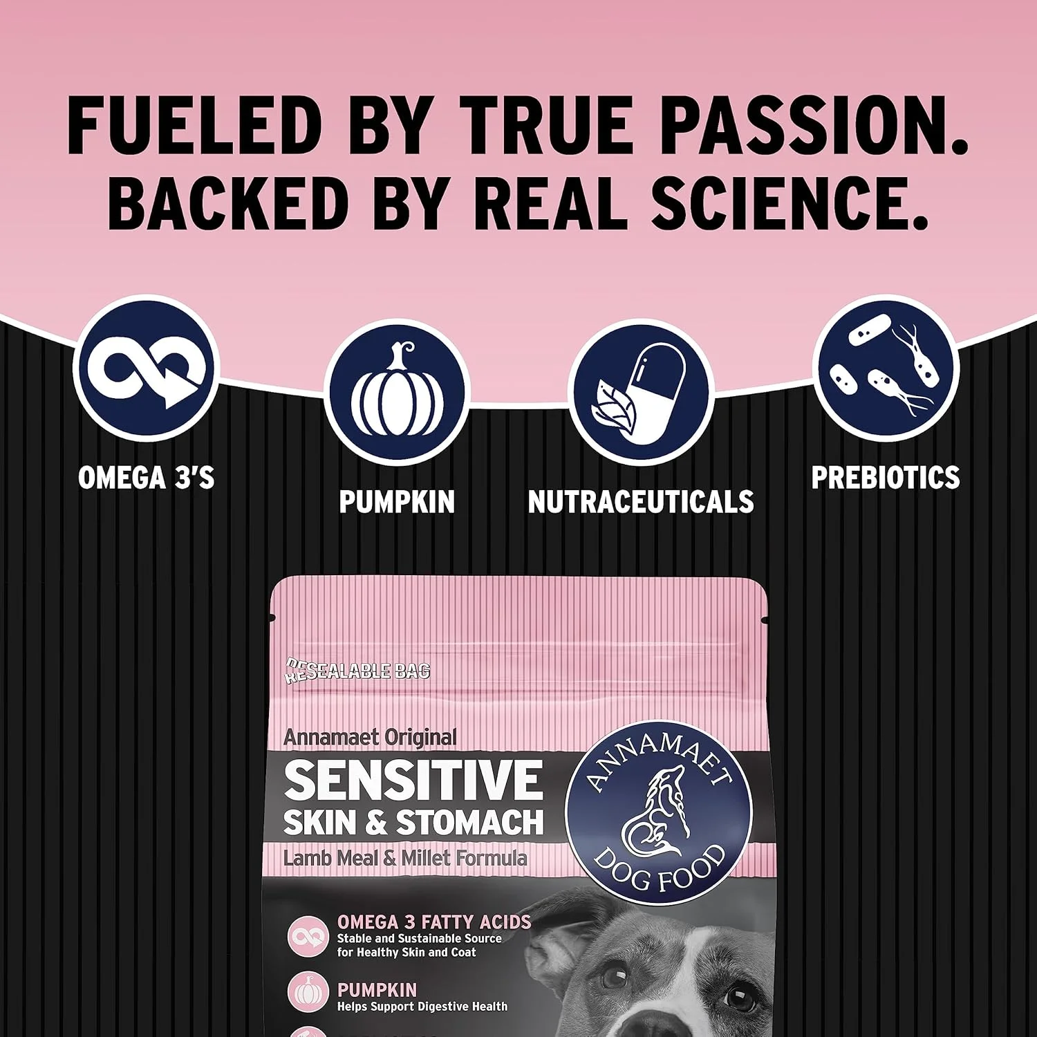 Annamaet Original Sensitive Skin & Stomach Dry Dog Food, (Lamb, Whitefish & Millet), 25-lb Bag