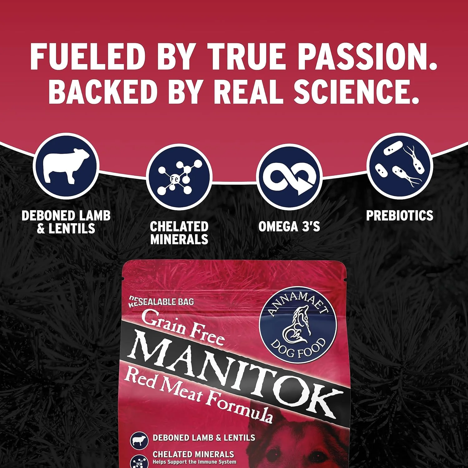 غذای خشک سگ بدون غلات Annamaet Manitok با گوشت قرمز (بره تازه)، کیسه 12 پوندی غذای خشک سگ بدون غلات Annamaet Manitok با گوشت قرمز (بره تازه)، کیسه 12 پوندی
