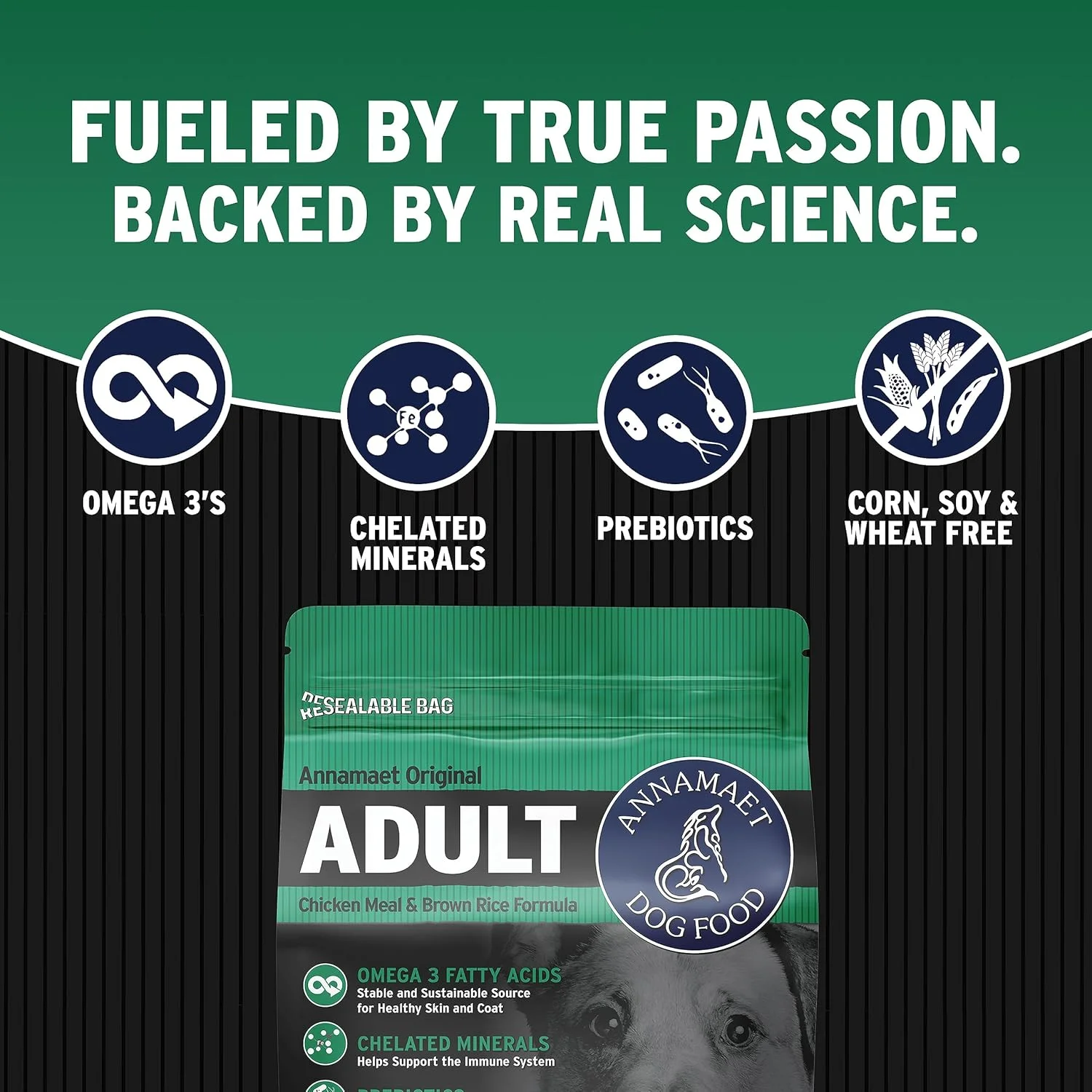 غذای خشک سگ بالغ Annamaet Original، فرمول مرغ و برنج قهوه ای، 23% پروتئین، کیسه 5 پوندی