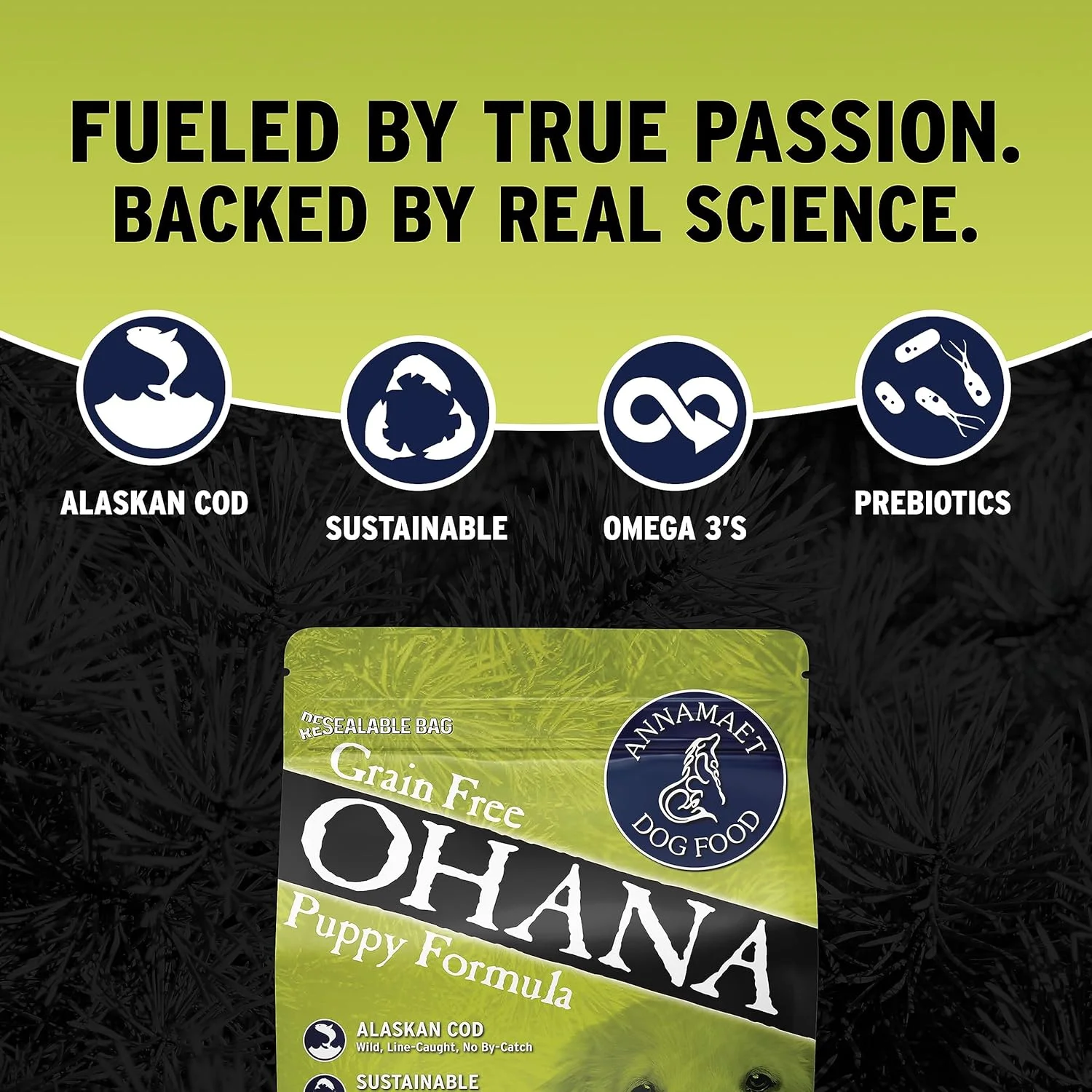 غذای خشک سگ بدون غلات فرمول توله سگ اوهانا Annamaet (ماهی کاد و ماهی سفید صید شده با قلاب) - کیسه 5 پوندی