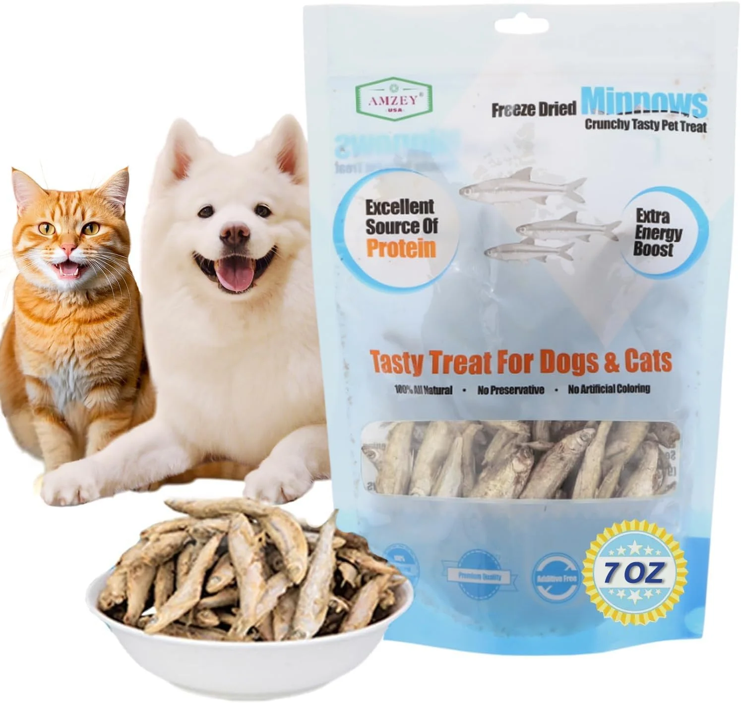 ماهی های کوچک Amzey - خشک شده انجمادی 200 گرم - خوراکی گربه ممتاز 100% طبیعی - خوراکی ماهی های کوچک - ماهی های کوچک خشک شده انجمادی برای گربه ها و سگ ها - بسته بزرگ ماهی های کوچک (طول هر کدام 4 تا 7 سانتی متر)