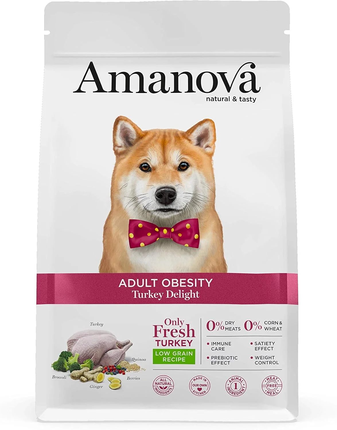 غذای خشک سگ بالغ آمانووا مدل Obesity Turkey Delight وزن 2 کیلوگرم