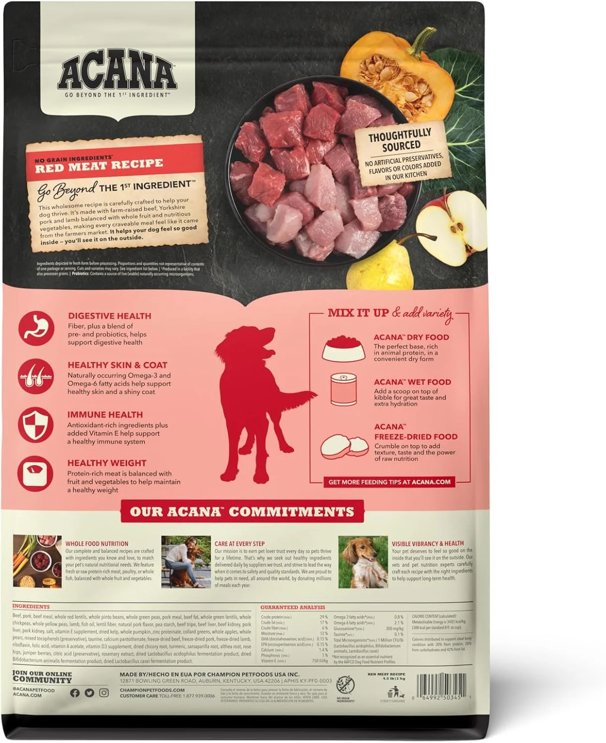 غذای خشک سگ بدون غلات با گوشت قرمز ACANA®، 2 کیلوگرم