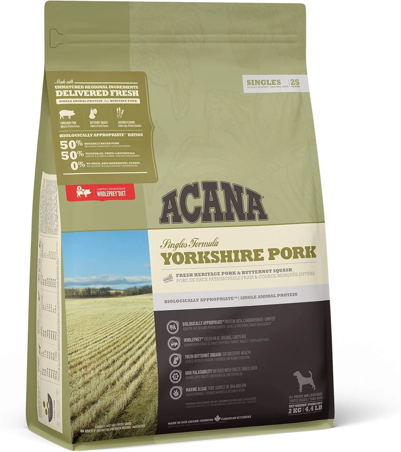 غذای خشک سگ آکانا با طعم گوشت خوک یورکشایر - 2 کیلوگرم