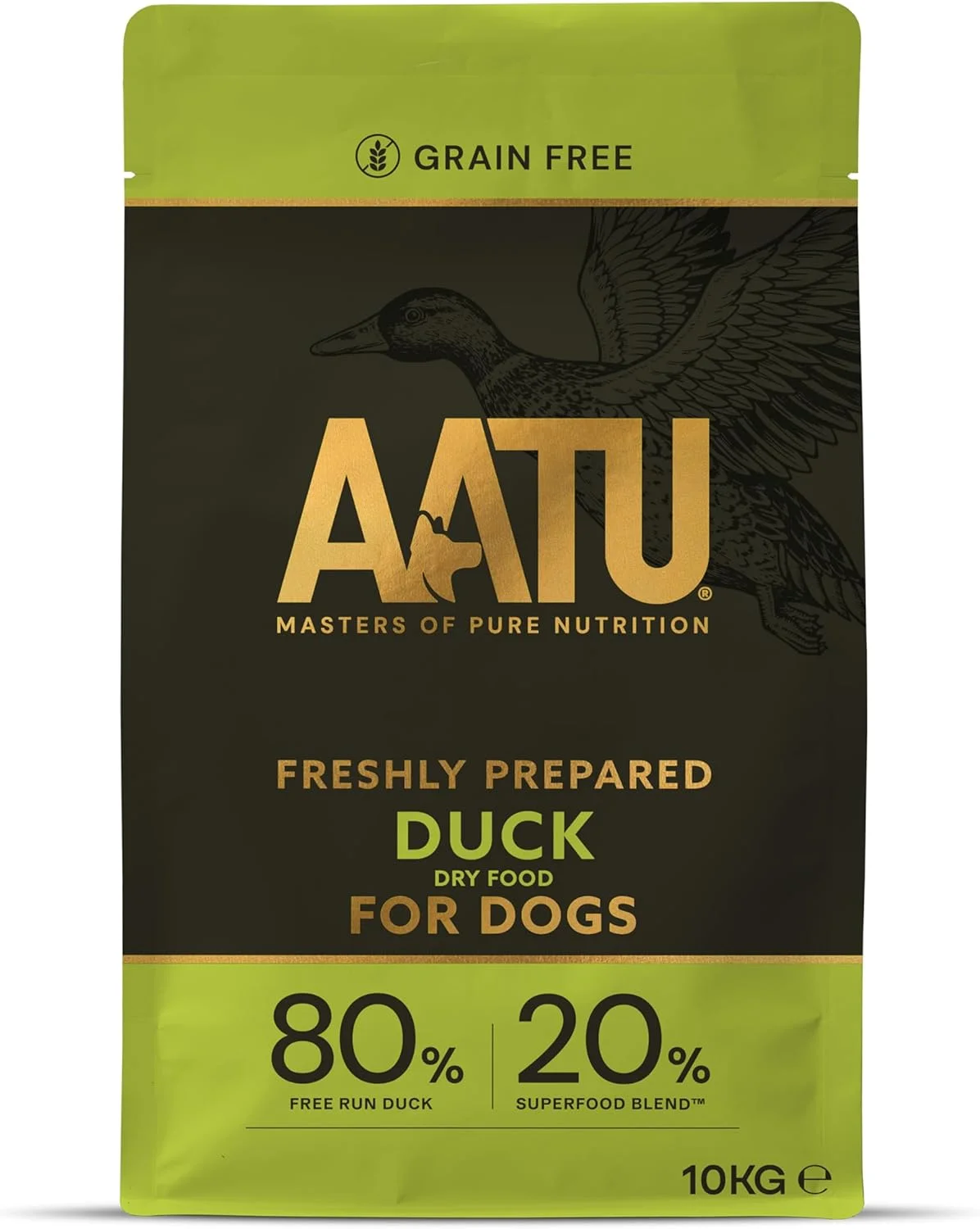 غذای خشک کامل سگ AATU 80/20، اردک 10 کیلوگرمی - جایگزین غذای خشک برای تغذیه خام، پروتئین بالا. بدون مواد مضر، بدون مواد افزودنی.