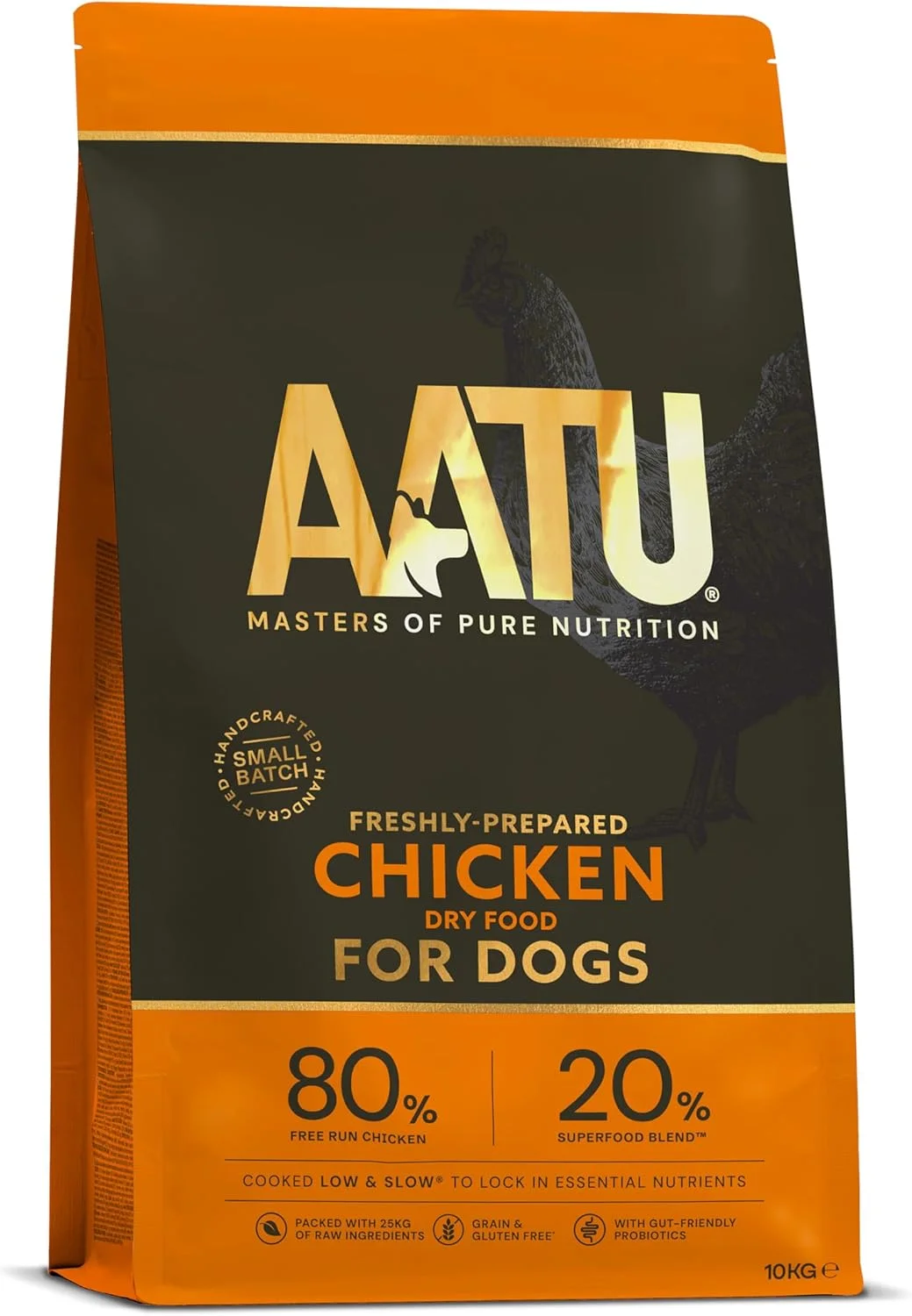 غذای خشک کامل سگ AATU 80/20، مرغ 10 کیلوگرمی - جایگزین غذای خشک برای تغذیه خام، پروتئین بالا. بدون مواد مضر، بدون مواد افزودنی.