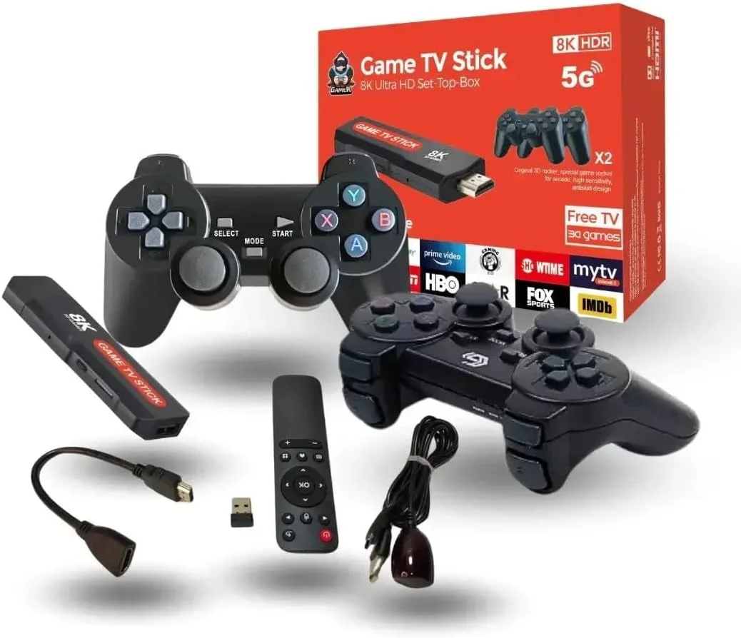 دانگل تلویزیون بازی 8K Ultra HD با 5G، اندروید باکس تلویزیون، 2 دسته بازی، پخش کننده رسانه