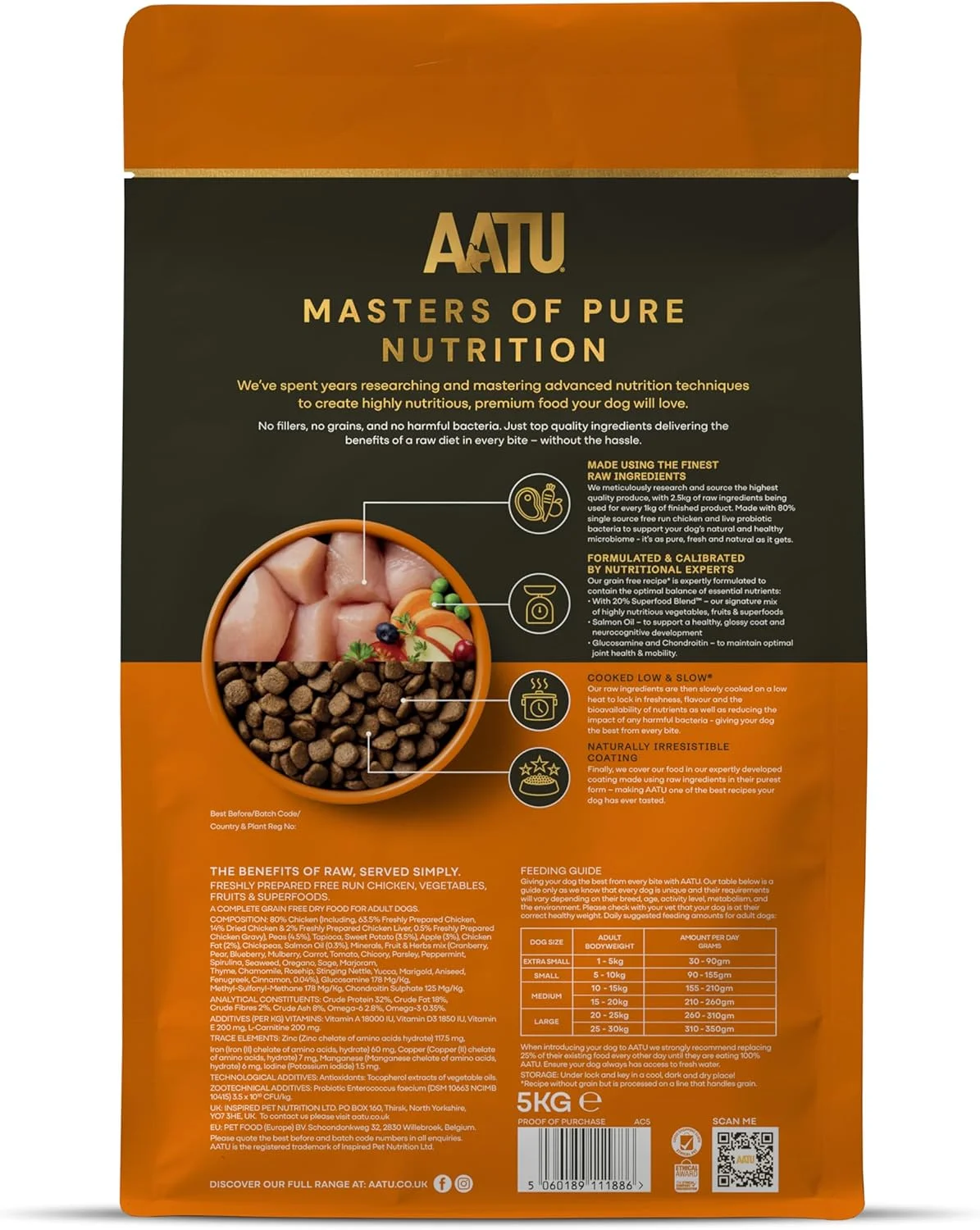 غذای خشک کامل سگ AATU 80/20، مرغ 5 کیلوگرمی - جایگزین غذای خشک برای تغذیه خام، پروتئین بالا. بدون مواد مضر، بدون مواد افزودنی.