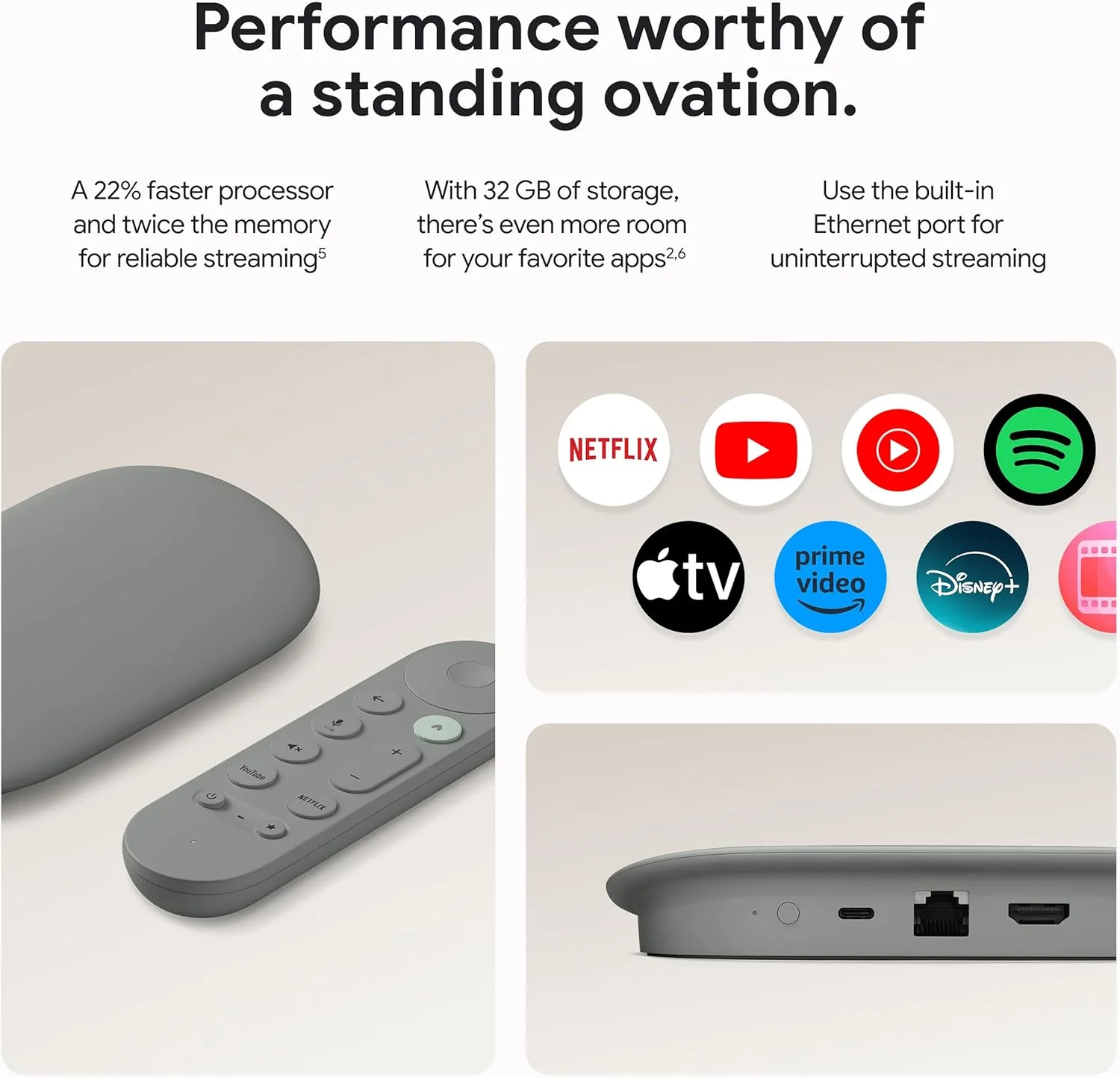 استریمر 4K گوگل تی وی - سرگرمی سریع و روان روی تلویزیون شما با ریموت کنترل جستجوی صوتی - تماشای فیلم ها، نمایش ها، تلویزیون زنده و نتفلیکس با کیفیت 4K HDR - کنترل خانه هوشمند - 32 گیگابایت حافظه - فندقی