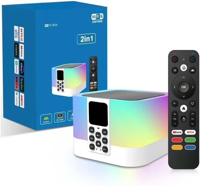 اندروید باکس Derovan MIX ATV با اندروید 13 - پخش کننده هوشمند 8K و 4K HDR، ریموت صوتی با دستیار گوگل، بلوتوث 5.0، وای فای دو بانده، 2 گیگابایت رم + 16 گیگابایت حافظه داخلی، دارای گواهینامه Android TV