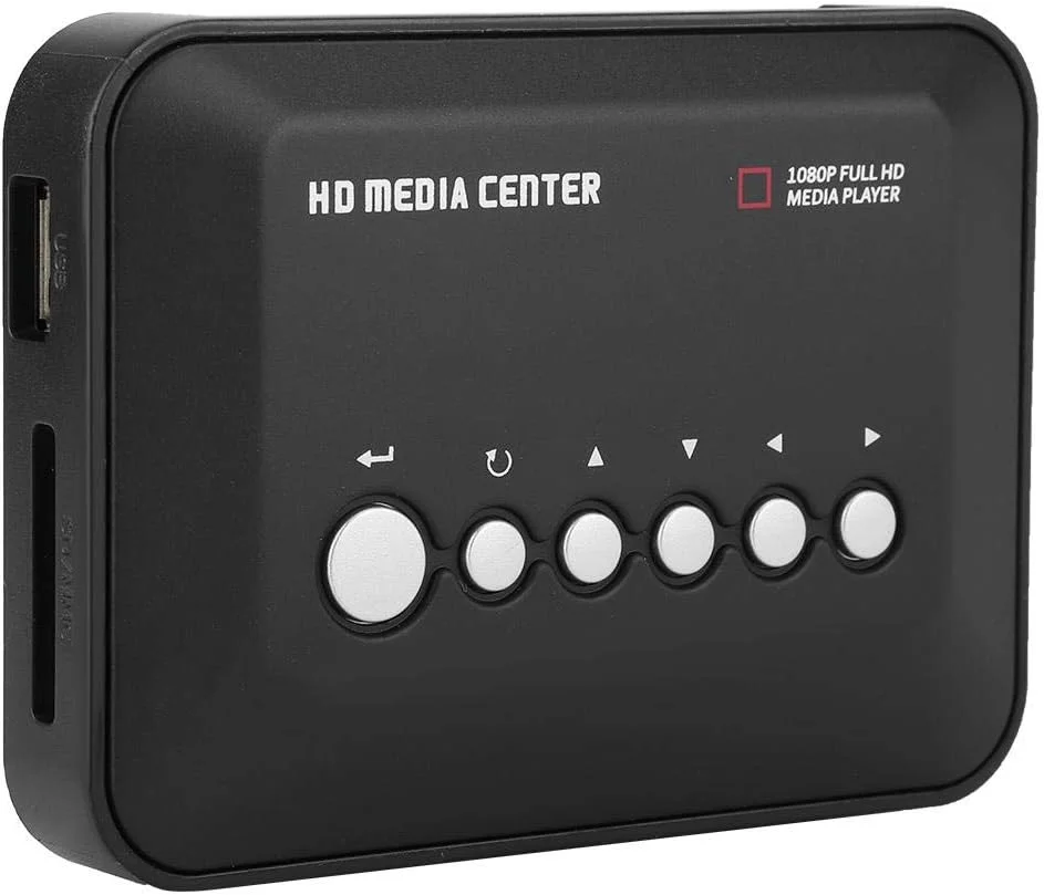 پخش کننده رسانه دیجیتال کوچک، پخش کننده صوتی دیجیتال 1080P HDMI با کنترل از راه دور، مرکز پخش کننده ویدیویی Full HD برای دستگاه تبلیغاتی خانگی تلویزیون - مشکی (UK)