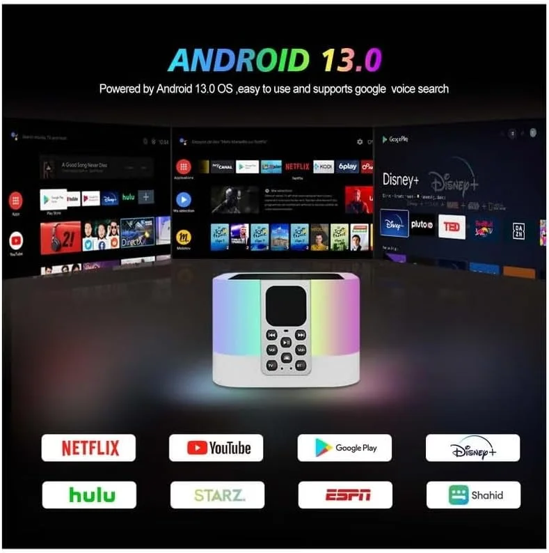 اندروید باکس Derovan MIX ATV با اندروید 13 - پخش کننده هوشمند 8K و 4K HDR، ریموت صوتی با دستیار گوگل، بلوتوث 5.0، وای فای دو بانده، 2 گیگابایت رم + 16 گیگابایت حافظه داخلی، دارای گواهینامه Android TV