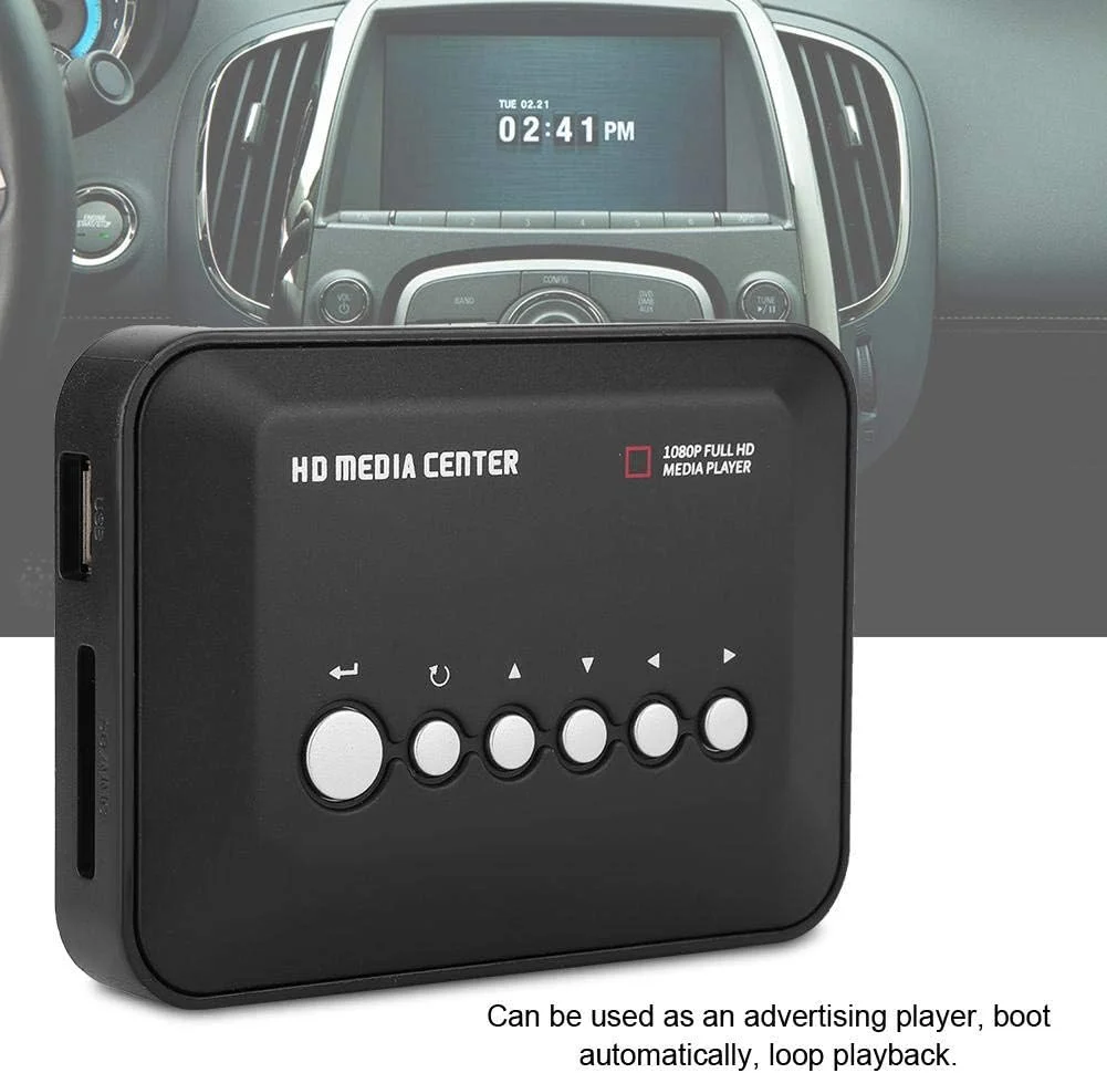 پخش کننده رسانه دیجیتال کوچک، پخش کننده صوتی دیجیتال 1080P HDMI با کنترل از راه دور، مرکز پخش کننده ویدیویی Full HD برای دستگاه تبلیغاتی خانگی تلویزیون - مشکی (UK)
