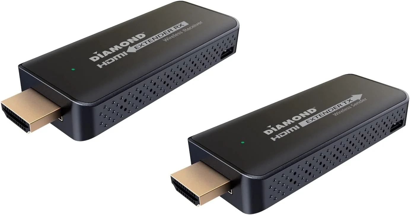 کیت توسعه دهنده بی سیم HDMI با USB Diamond Multimedia، فرستنده و گیرنده تلویزیون برای HD 1080p، پخش ویدئو و صدا از: لپ تاپ، کامپیوتر، ست باکس، رسیور ماهواره، Blu-ray، DVD، PS4، Xbox، مشکی
