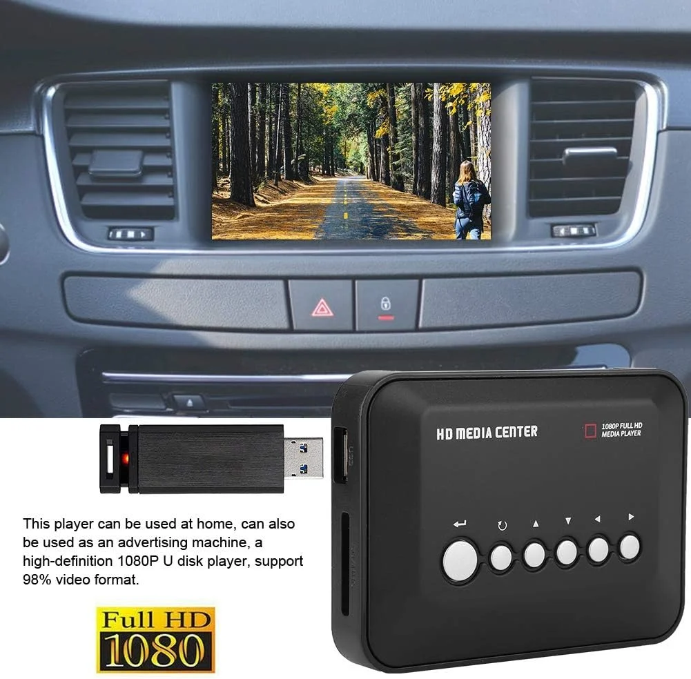 پخش کننده رسانه دیجیتال کوچک، پخش کننده صوتی دیجیتال 1080P HDMI با کنترل از راه دور، مرکز پخش کننده ویدیویی Full HD برای دستگاه تبلیغاتی خانگی تلویزیون - مشکی (UK)