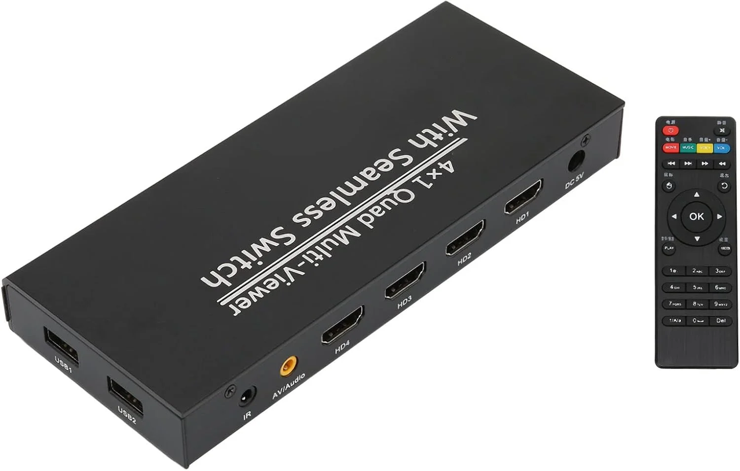 پخش کننده رسانه دیجیتال 4K Ultra HD با خروجی 4 طرفه، حلقه خودکار، پشتیبانی از 4K، پخش کننده رسانه کارت حافظه دیسک U برای درایوهای USB و کارت های SD، پخش ویدیوهای 4K UHD 60fps، HDMI و AV آنالوگ، (UK)