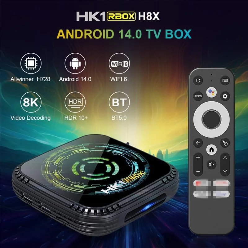 باکس تلویزیون اندروید 14.0 CHROX، H728 چهار هسته‌ای 64 بیتی Cortex-A53 Mali پشتیبانی از 4K 3D 1080P 2.4/5.0 گیگاهرتز WIFI BT5.0 10/100M اترنت DLNA USB 3.0 H.265 مینی کیبورد بی‌سیم، 4 گیگابایت + 64 گیگابایت