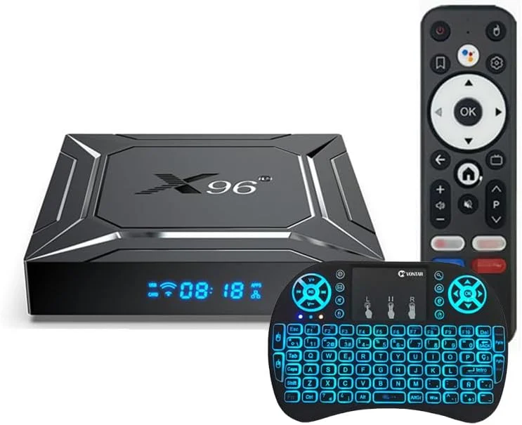 اندروید باکس 14.0 CHROX، پردازنده هشت هسته ای ARM Cortex-A55 وای فای 6 8K TV S-Stick، اندروید ست تاپ باکس برای وای فای + بلوتوث 5.0، مینی کیبورد بی سیم، 4 گیگابایت + 64 گیگابایت