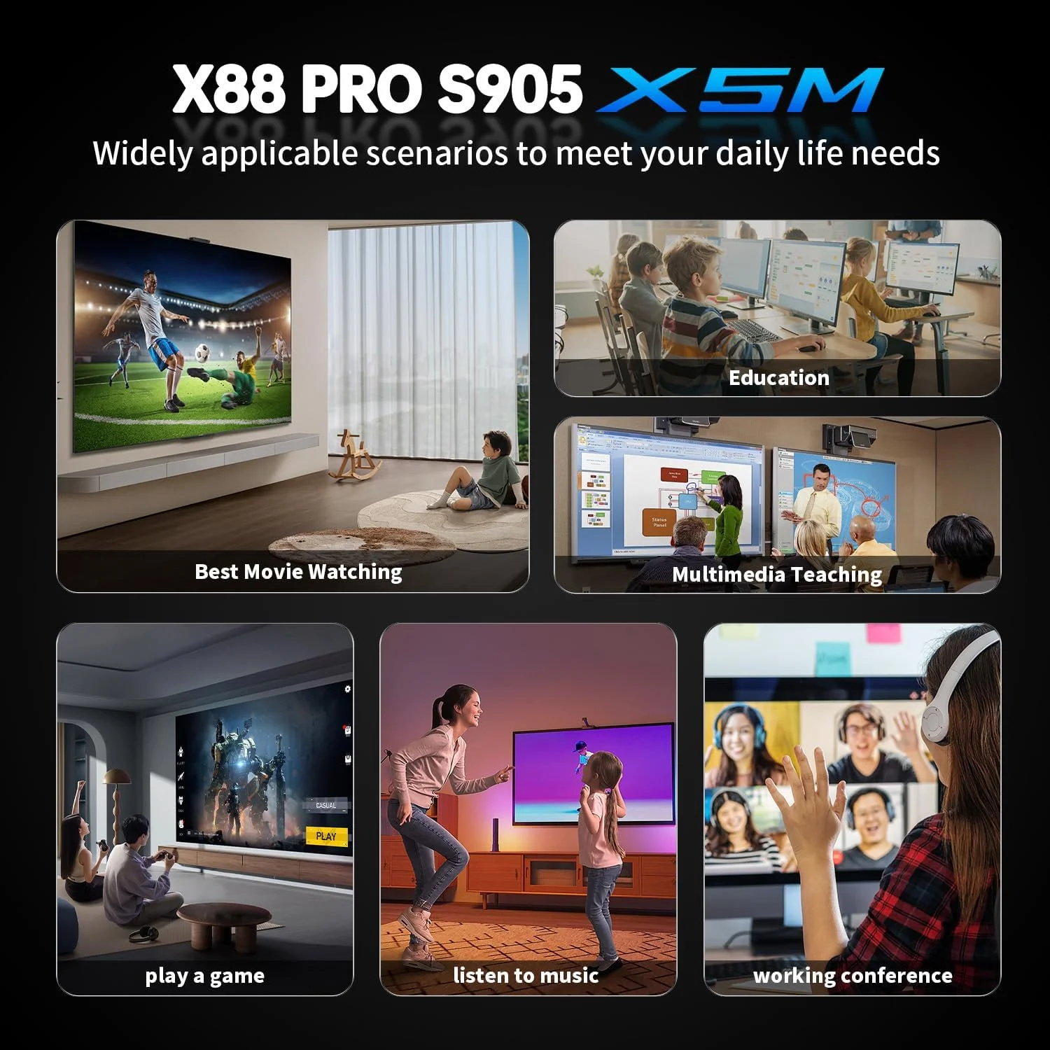 اندروید باکس CHROX با اندروید 14.0، پردازنده چهارهسته‌ای 64 بیتی S905X5M ARM Cortex-A53، پشتیبانی از 8K، وای فای 2.4/5.0 گیگاهرتز، بلوتوث 4.0، اترنت 10/100M، HDMI 2.0 H.265، همراه با مینی کیبورد بی‌سیم، 4 گیگابایت رم + 64 گیگابایت حافظه داخلی