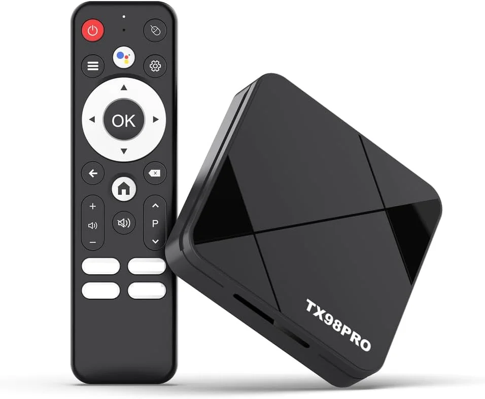 اندروید باکس CHROX مدل TX98 PRO با اندروید 14.0، ست-تاپ باکس با 2 گیگابایت رم، 16 گیگابایت رام، پردازنده چهار هسته ای RK3518 Cortex-A53 و وای فای 2.4 گیگاهرتز به همراه ریموت کنترل