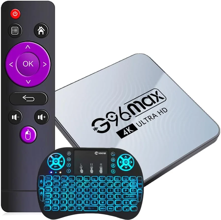 اندروید باکس CHROX مدل TV Box Android 12.0, G96max با ۴ گیگابایت رم و ۱۲۸ گیگابایت حافظه داخلی، RK3318 BT5.0، ست تاپ باکس هوشمند USB 2.0 Ultra HD 4K/6K HLG Mode HDR10+، وای فای دو بانده 2.4 و 5.8 گیگاهرتز به همراه مینی کیبورد بی سیم، 4GB+128gb