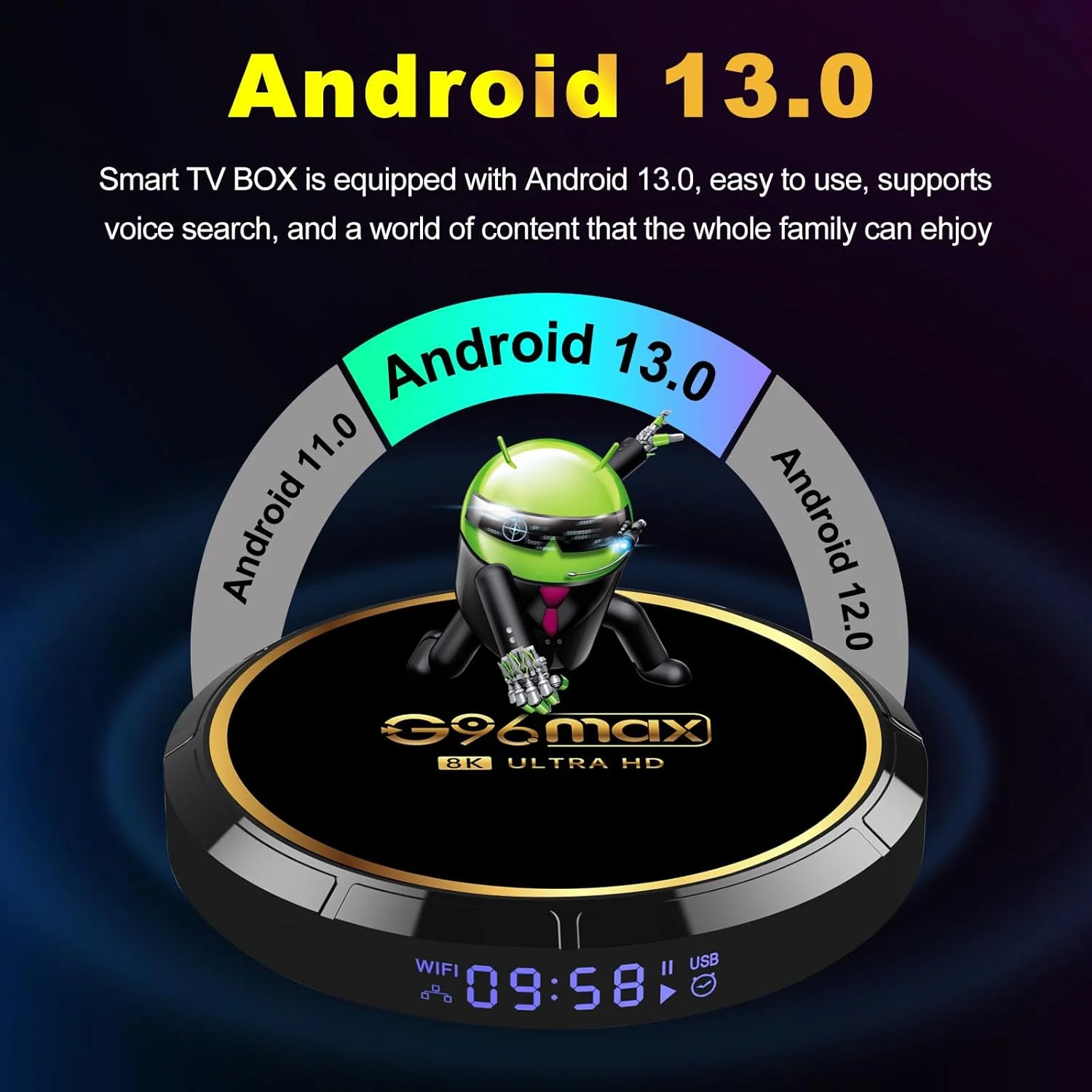 اندروید باکس 13.0 CHROX، ست تاپ باکس RK3528 چهار هسته ای 64 بیتی Cortex-A53 پشتیبانی از 4K/8K 3D وای فای 2.4/5.0 گیگاهرتز BT5.0 اترنت 10/100M HDMI 2.0 H.265 HDR اندروید باکس هوشمند، 2 گیگابایت + 16 گیگابایت