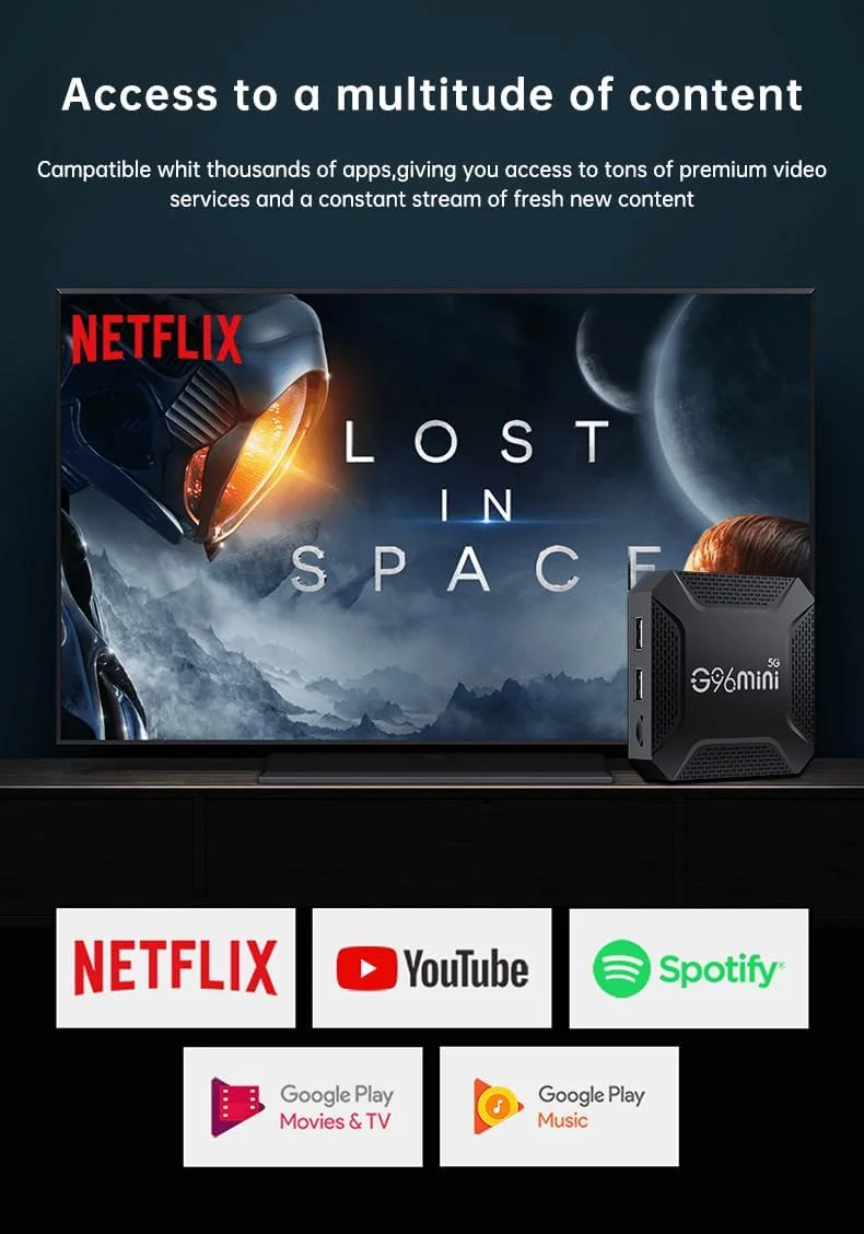 اندروید باکس CHROX مدل Android TV Box 13.0، باکس اندروید G96mini با 4 گیگابایت رم و 64 گیگابایت حافظه داخلی، باکس هوشمند تلویزیون چهار هسته ای RK3528، پخش کننده رسانه دوال وای فای 2.4 گیگاهرتز/5 گیگاهرتز 3D 8K/4K، 4GB+64GB