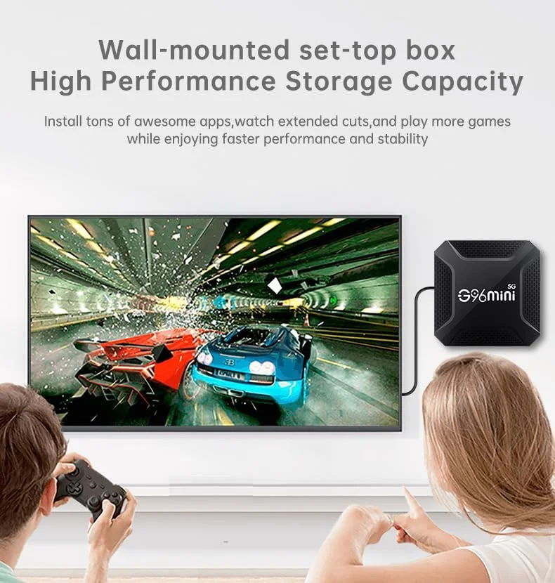 اندروید باکس CHROX مدل Android TV Box 13.0، باکس اندروید G96mini با 4 گیگابایت رم و 64 گیگابایت حافظه داخلی، باکس هوشمند تلویزیون چهار هسته ای RK3528، پخش کننده رسانه دوال وای فای 2.4 گیگاهرتز/5 گیگاهرتز 3D 8K/4K، 4GB+64GB