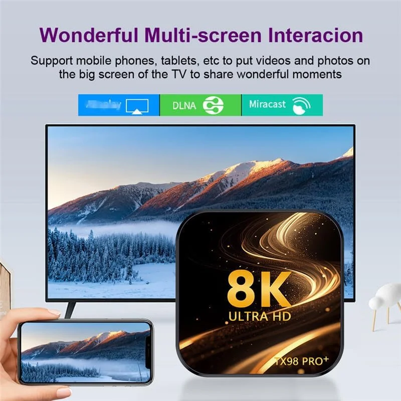 اندروید باکس CHROX مدل Android TV Box 13.0، تی وی باکس اندرویدی TX98 PRO با ۴ گیگابایت رم و ۶۴ گیگابایت رام، پردازنده ۴ هسته‌ای RK3528، پشتیبانی از وای‌فای دوگانه 2.4/5.8 گیگاهرتز، باکس هوشمند اندرویدی 4K/8K H.264 HD، 2gb+16gb