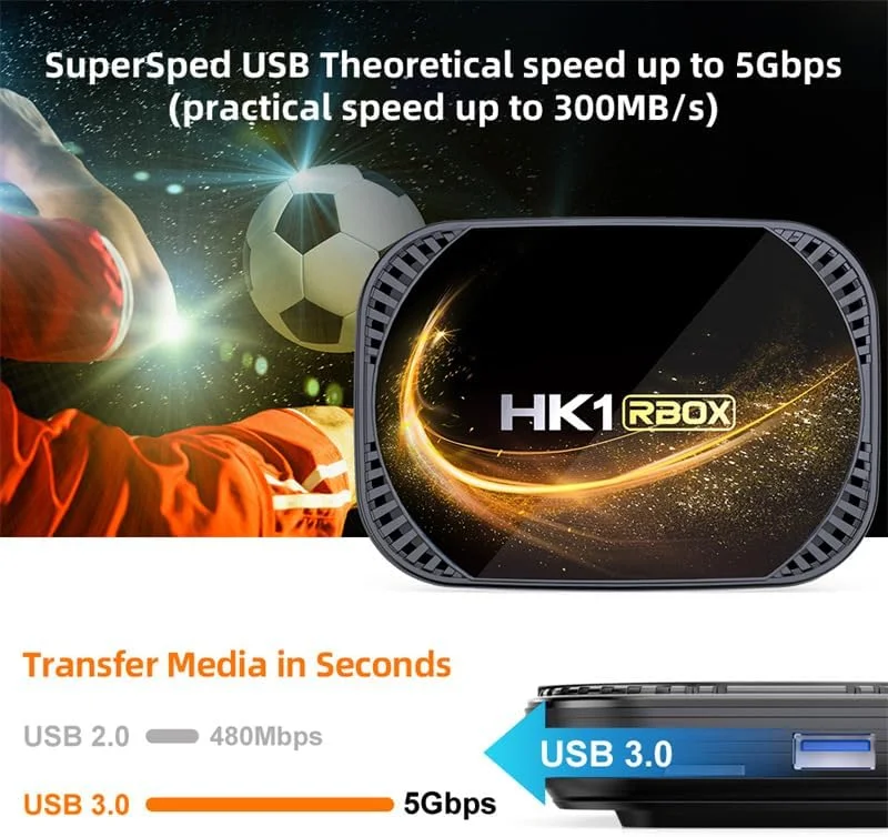 اندروید باکس CHROX Android 11.0، مدل HK1 RBOX X4S با ۴ گیگابایت رم و ۱۲۸ گیگابایت حافظه داخلی، پردازنده چهارهسته‌ای S905X4، وای‌فای دوگانه 2.4Ghz/5Ghz، قابلیت پخش 8K/4K 3D HDR10+، بلوتوث 4.0، ست تاپ باکس، 2gb+16gb