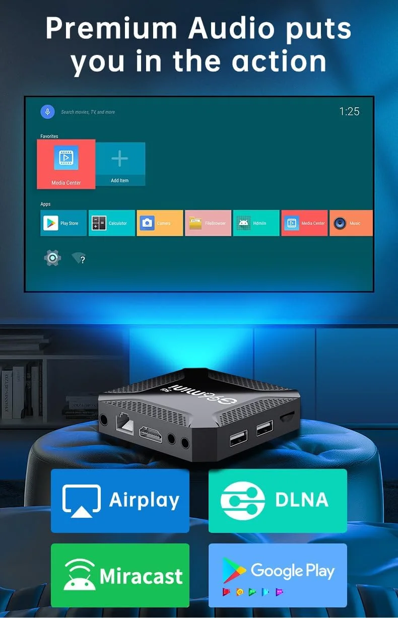 اندروید باکس CHROX مدل Android TV Box 13.0، باکس اندروید G96mini با 4 گیگابایت رم و 64 گیگابایت حافظه داخلی، باکس هوشمند تلویزیون چهار هسته ای RK3528، پخش کننده رسانه دوال وای فای 2.4 گیگاهرتز/5 گیگاهرتز 3D 8K/4K، 4GB+64GB